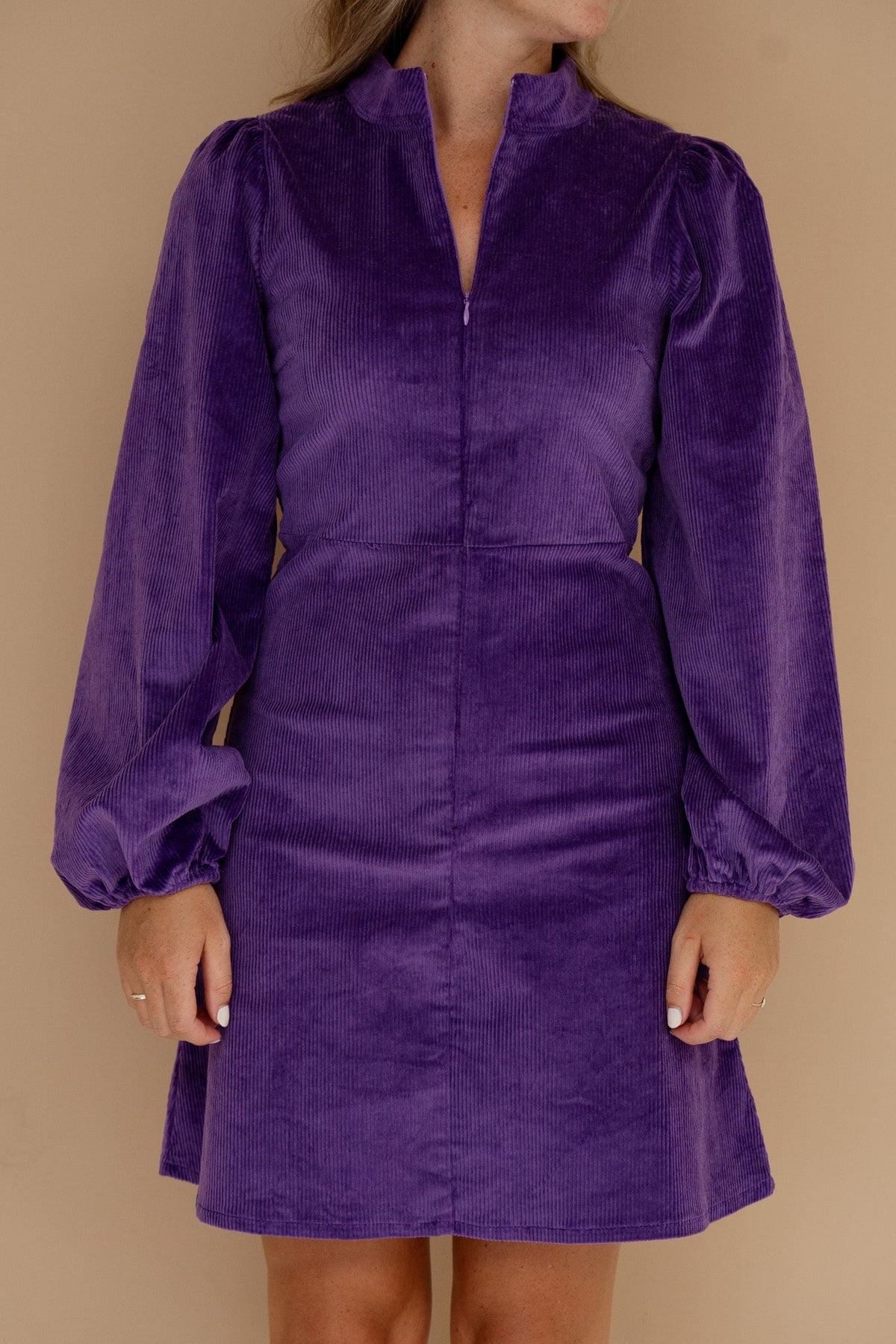 Marit rib col dress purple - Bij Keesje