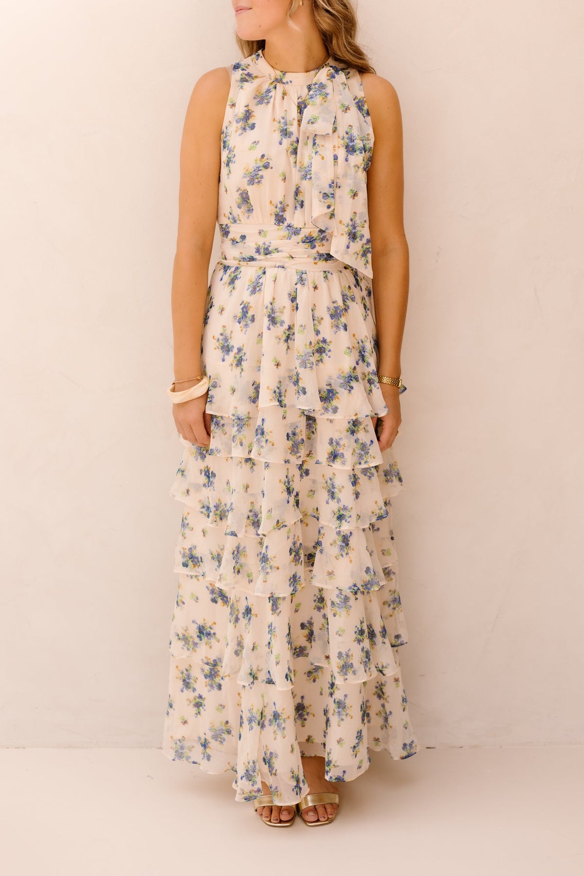 Marli Amazing Chiffon Rose Dress Light Blue - Bij Keesje - Neo Noir - Jurk