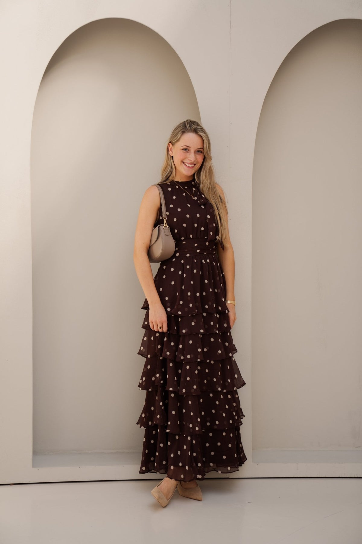 Marli Big Dot Dress Brown - Bij Keesje - Neo Noir - Jurk