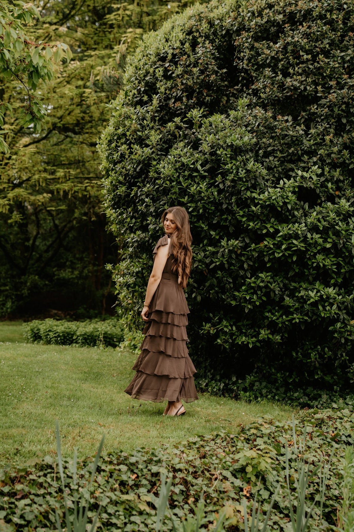 Marli Solid Chiffon Dress Dusty Brown - Bij Keesje - Neo Noir - Jurk
