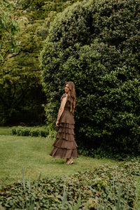 Marli Solid Chiffon Dress Dusty Brown - Bij Keesje - Neo Noir - Jurk