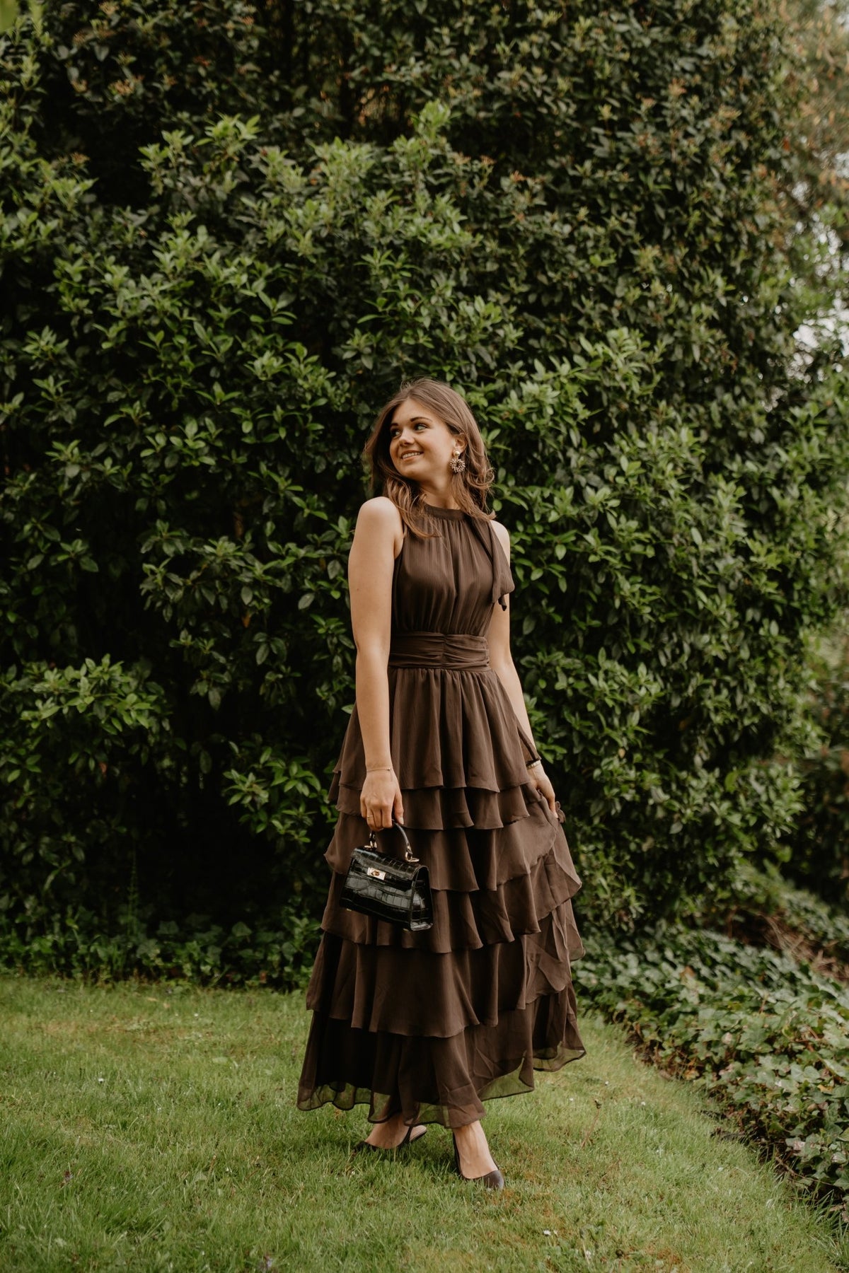 Marli Solid Chiffon Dress Dusty Brown - Bij Keesje - Neo Noir - Jurk