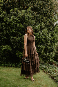 Marli Solid Chiffon Dress Dusty Brown - Bij Keesje - Neo Noir - Jurk