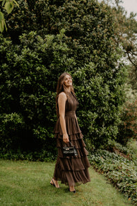 Marli Solid Chiffon Dress Dusty Brown - Bij Keesje - Neo Noir - Jurk