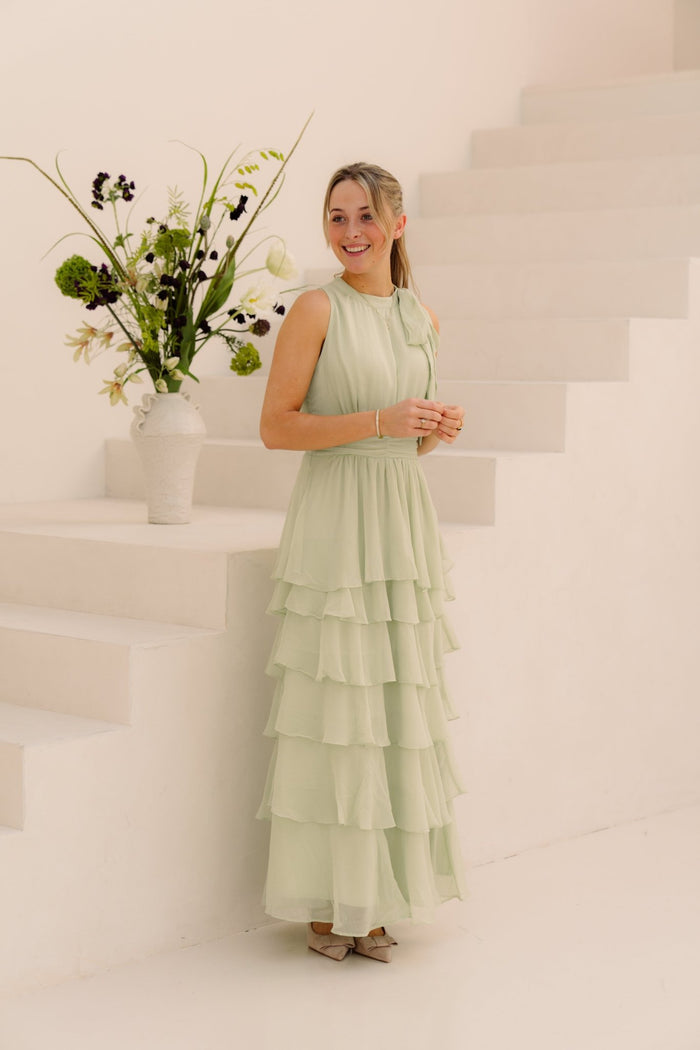 Marli Solid Chiffon Dress Light green - Bij Keesje - Neo Noir - Jurk