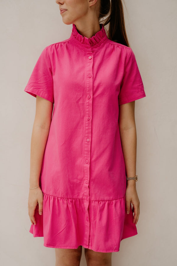 Marlijne denim dress fuchsia - Bij Keesje - Bij Keesje - Jurk