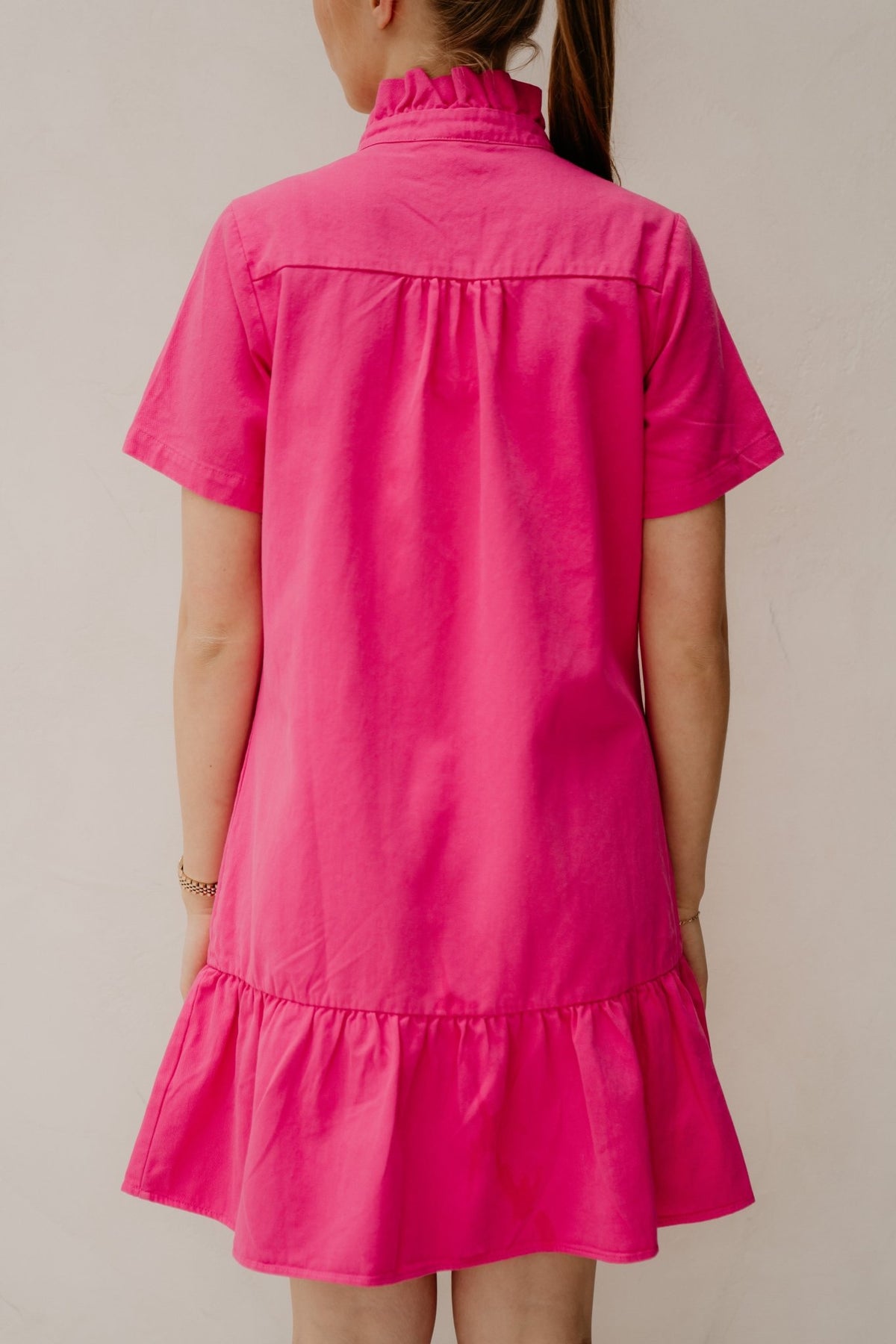 Marlijne denim dress fuchsia - Bij Keesje - Bij Keesje - Jurk