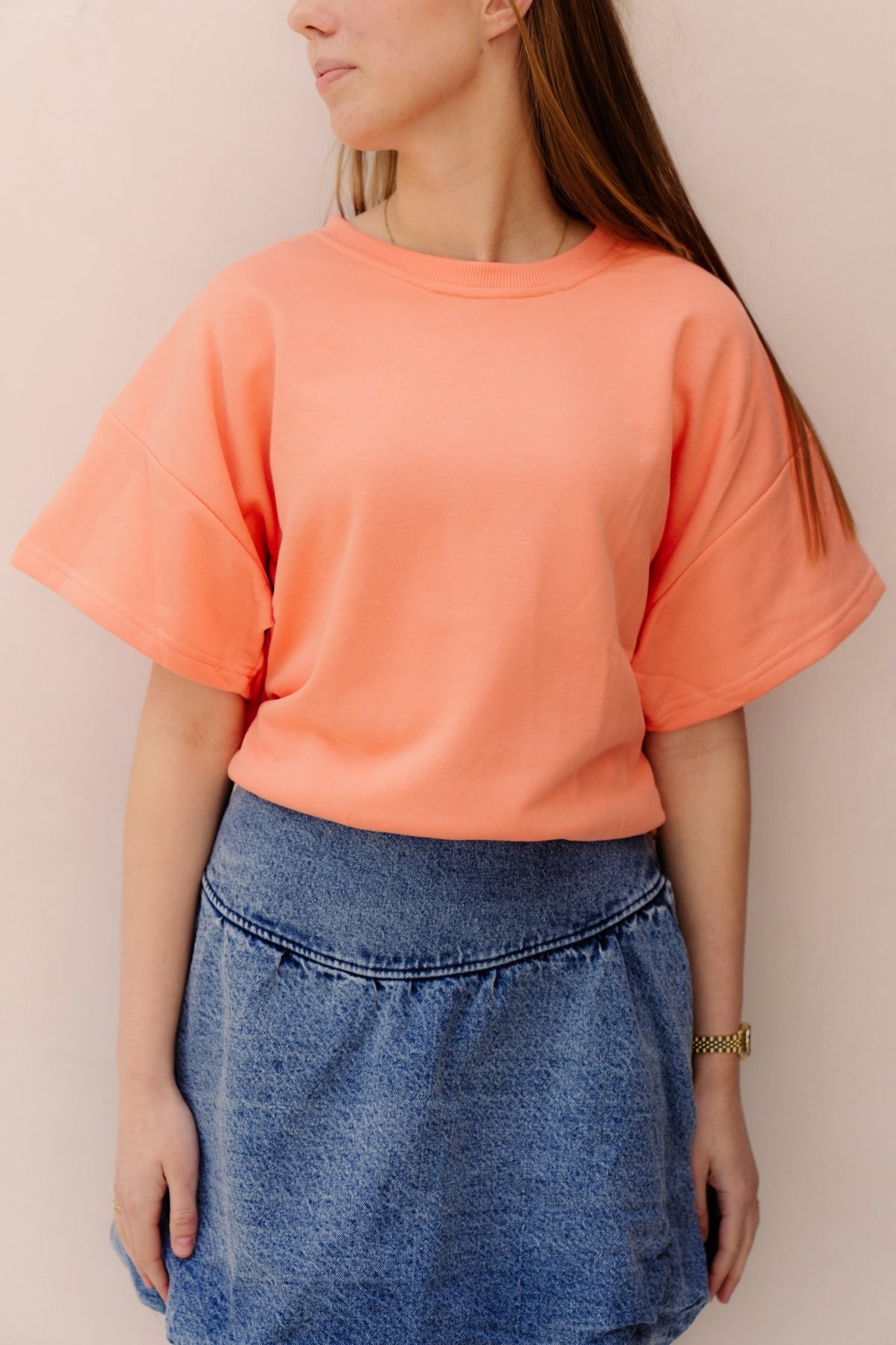 Marrie sweater shirt peach - Bij Keesje - Bij Keesje - Top