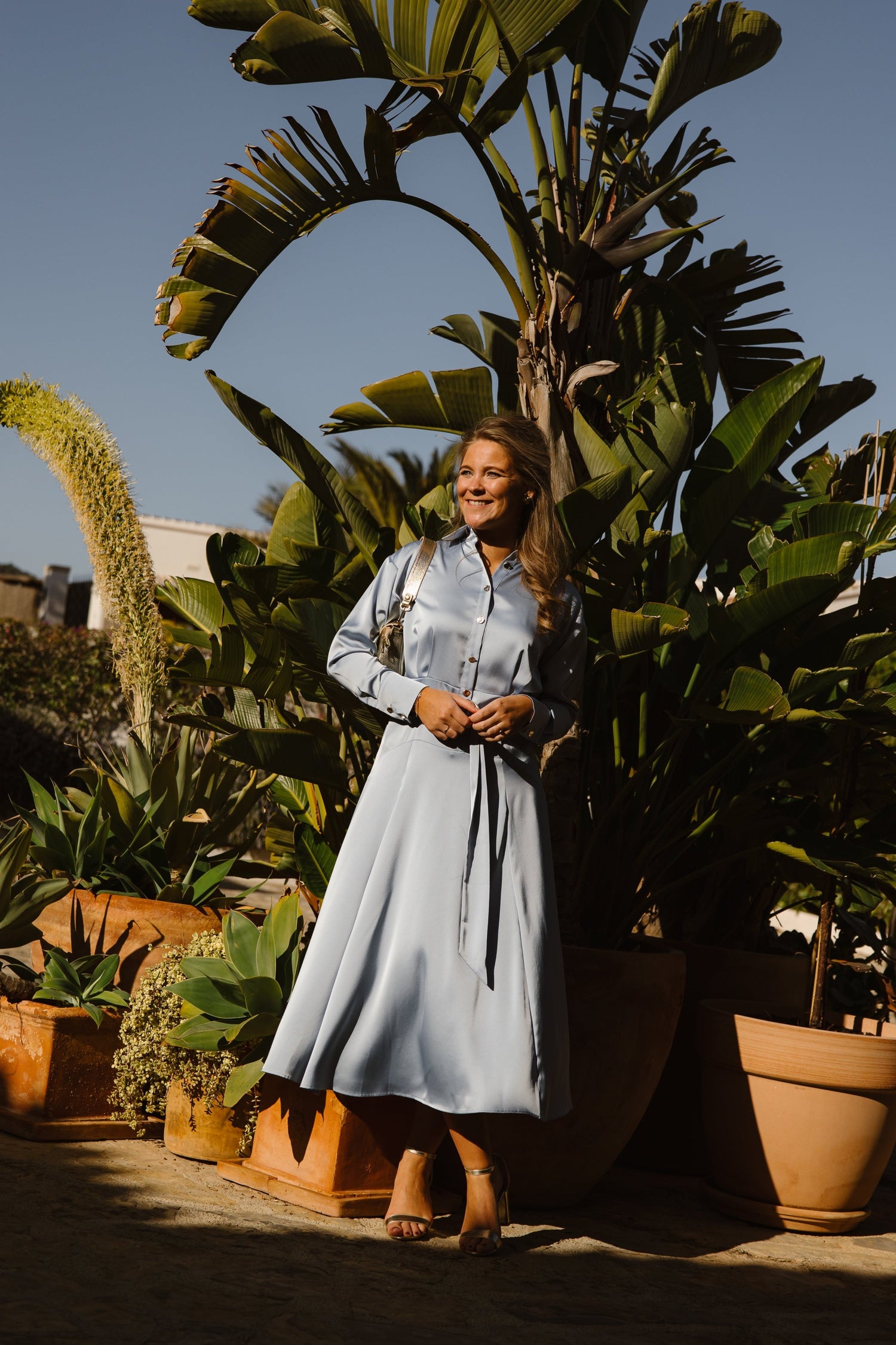 Mary satin strech dress ciel - Bij Keesje - Maere