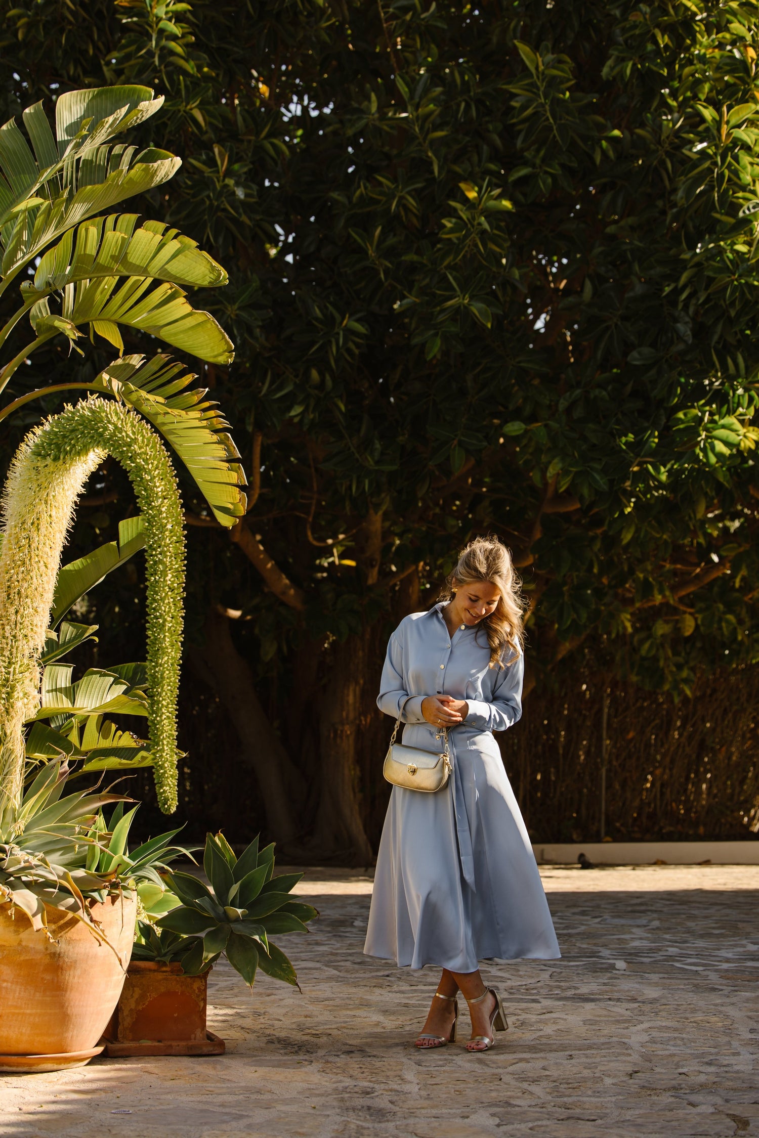 Mary satin strech dress ciel - Bij Keesje - Maere