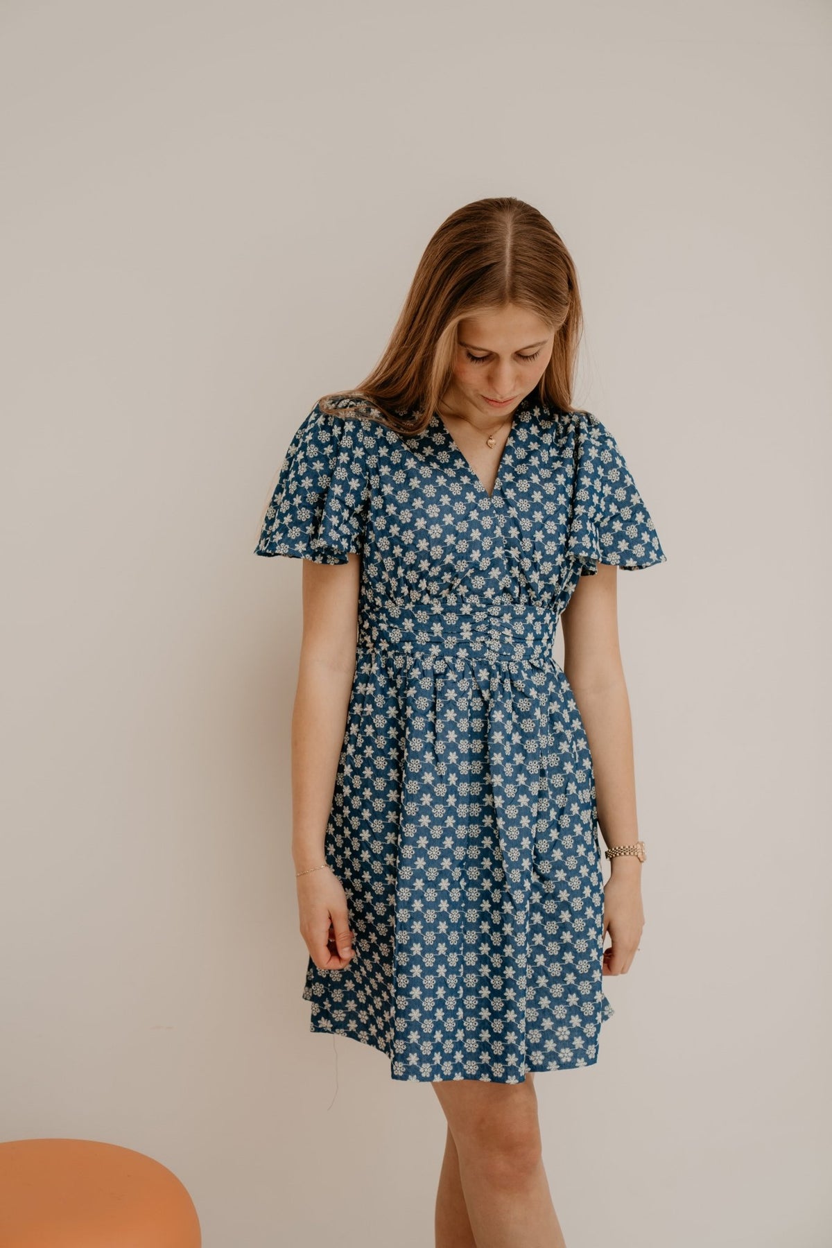 Mauve print dress blue 362 - Bij Keesje - Bij Keesje - jurk