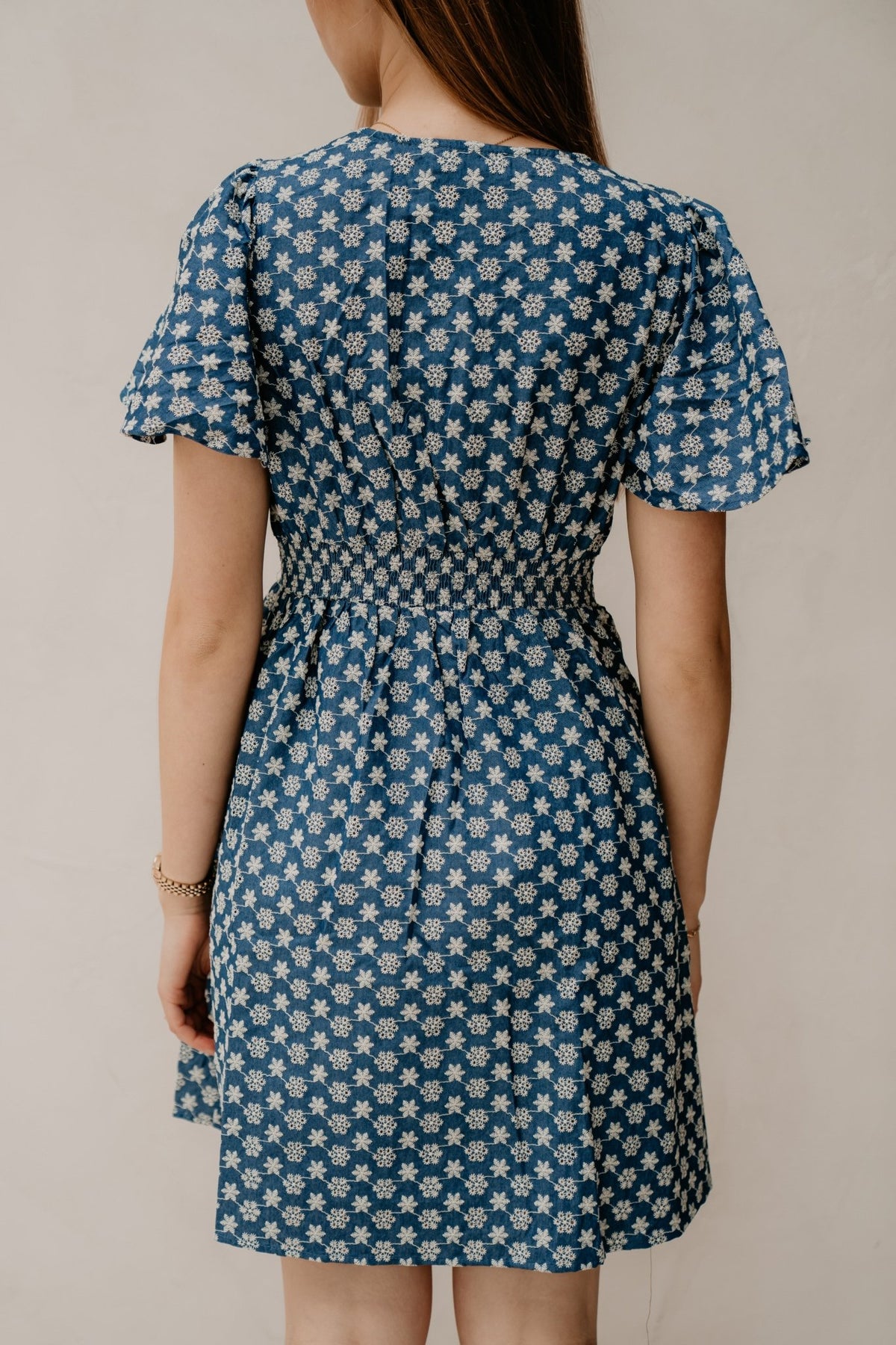 Mauve print dress blue 362 - Bij Keesje - Bij Keesje - jurk