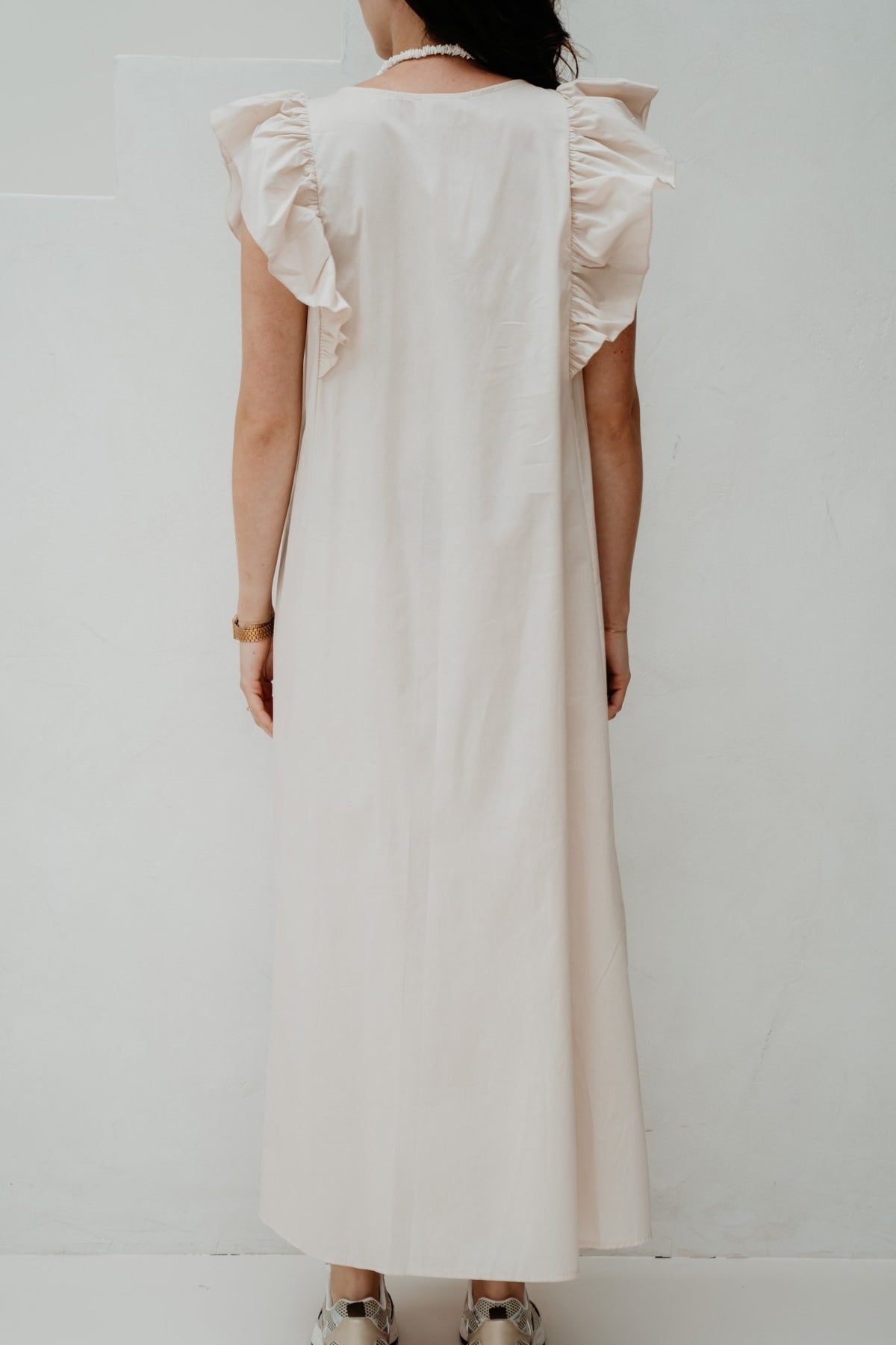 Maxi cotton ruffle dress beige - Bij Keesje - Bij Keesje - Jurk