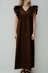 Maxi cotton ruffle dress brown - Bij Keesje - Bij Keesje - Jurk