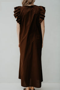 Maxi cotton ruffle dress brown - Bij Keesje - Bij Keesje - Jurk
