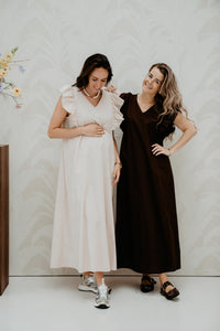 Maxi cotton ruffle dress brown - Bij Keesje - Bij Keesje - Jurk