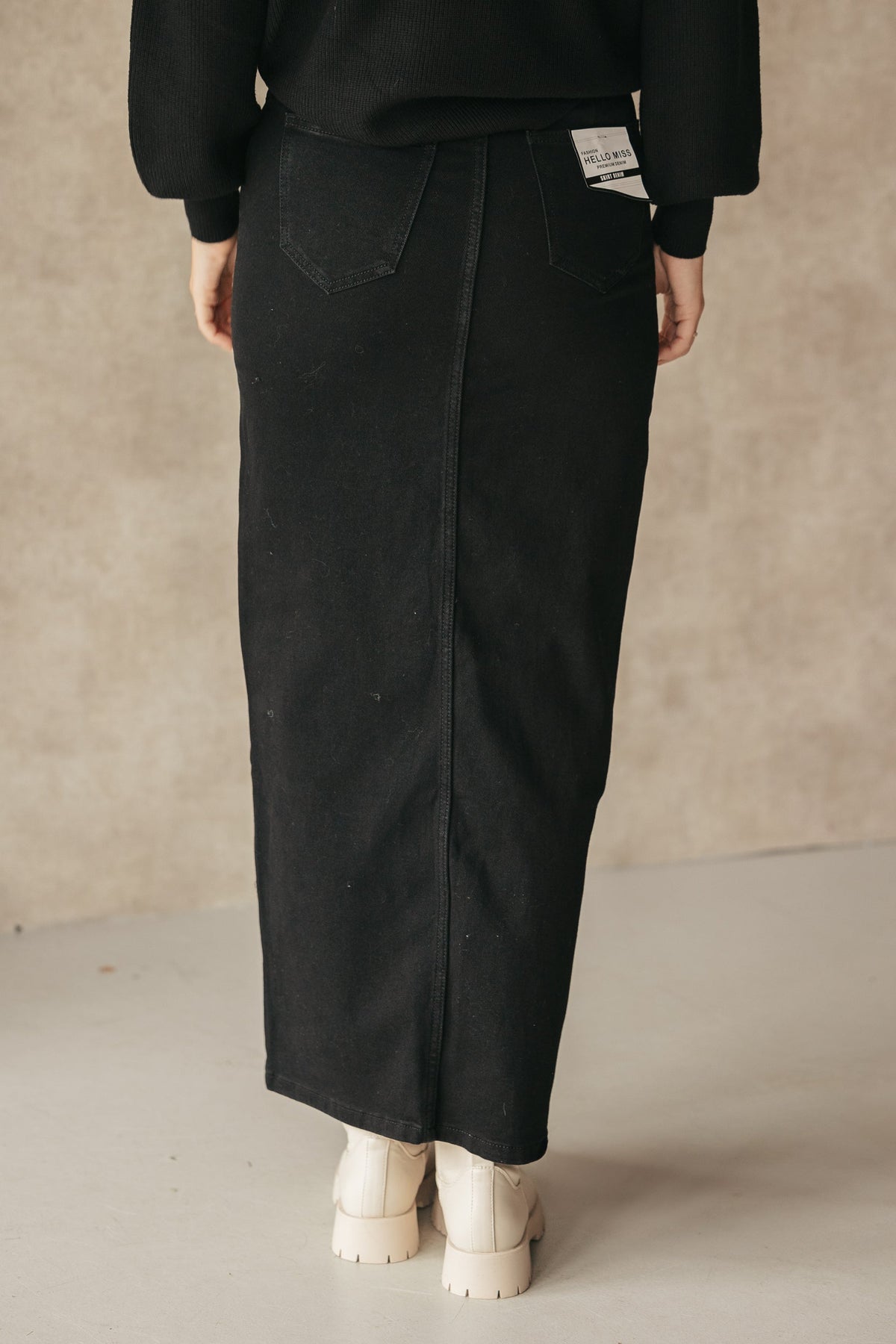 Maxi denim skirt black - Bij Keesje