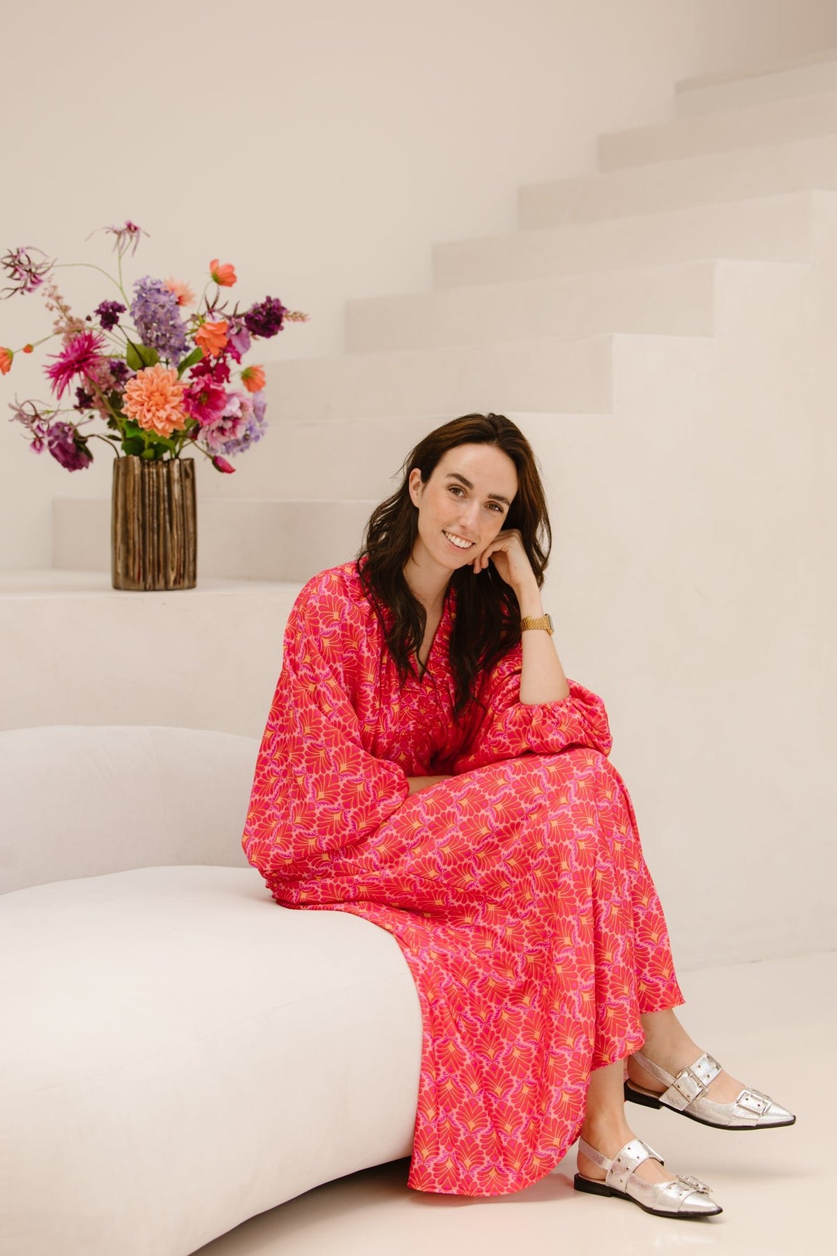 Maxi dress pink/orange - Bij Keesje - Bij Keesje