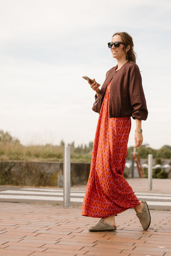 Maxi dress purple/orange - Bij Keesje - Bij Keesje