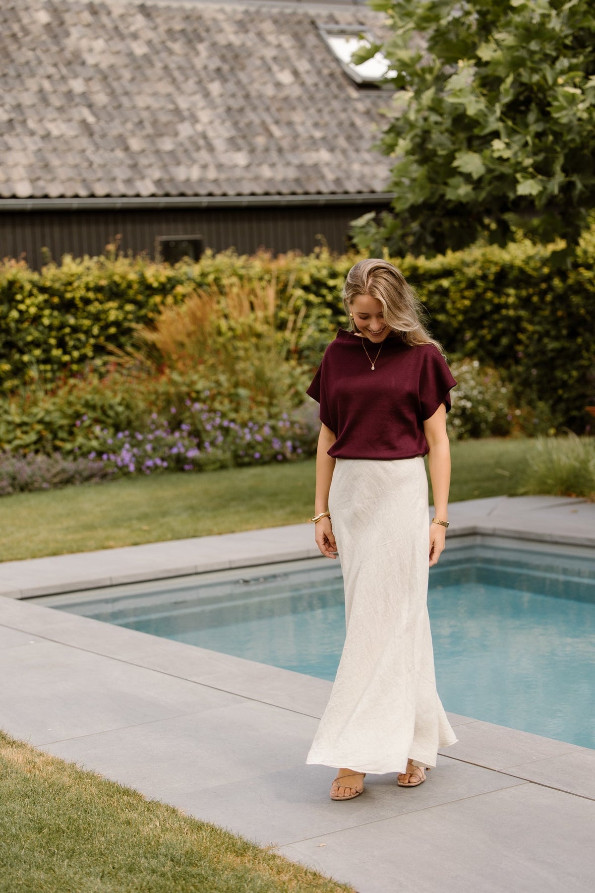 Maxi linnen skirt beige - Bij Keesje - Bij Keesje - Rok
