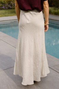 Maxi linnen skirt beige - Bij Keesje - Bij Keesje - Rok