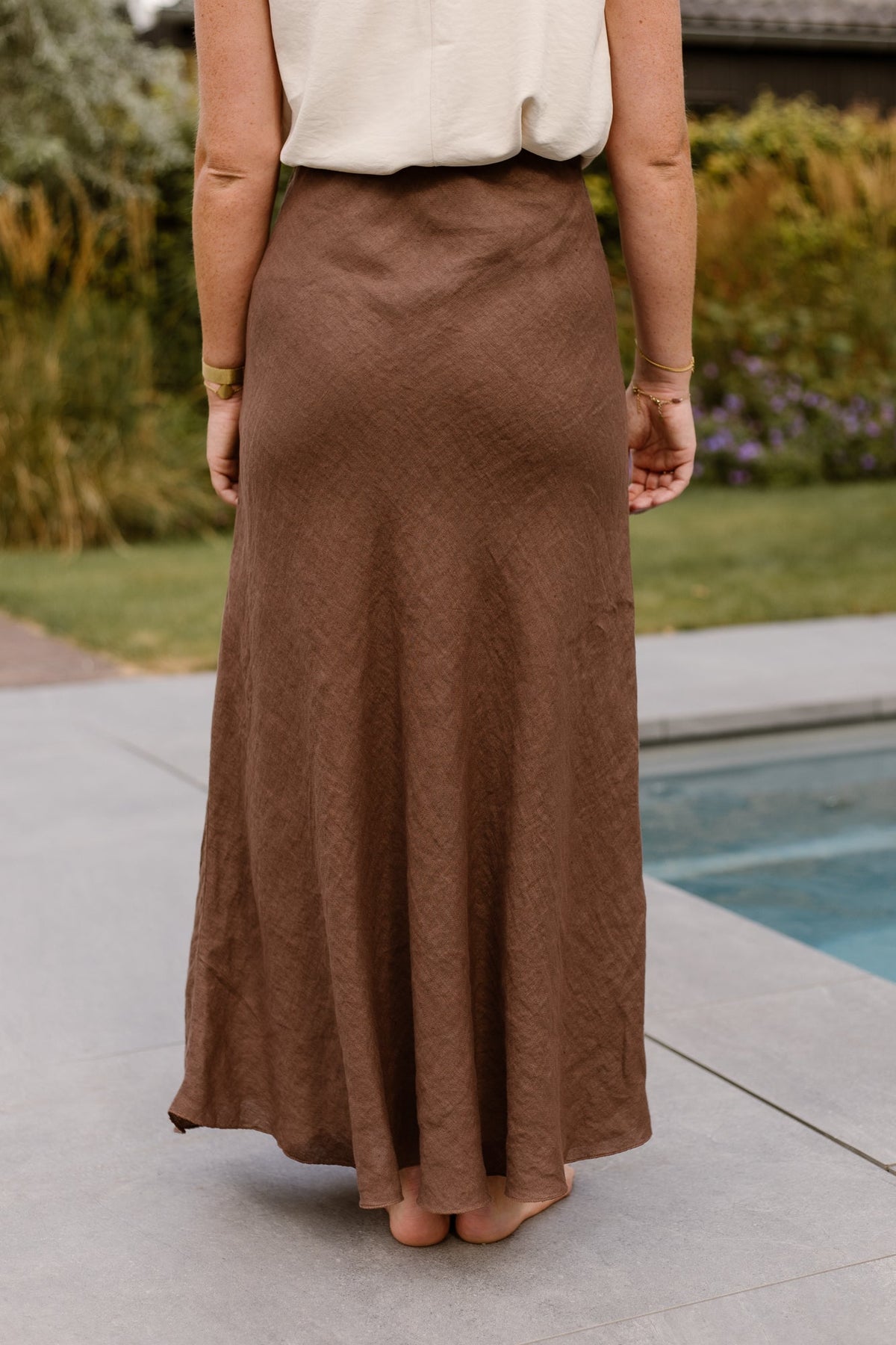 Maxi linnen skirt brown - Bij Keesje - Bij Keesje - Rok