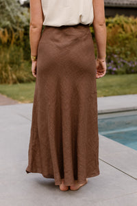 Maxi linnen skirt brown - Bij Keesje - Bij Keesje - Rok