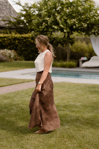 Maxi linnen skirt brown - Bij Keesje - Bij Keesje - Rok