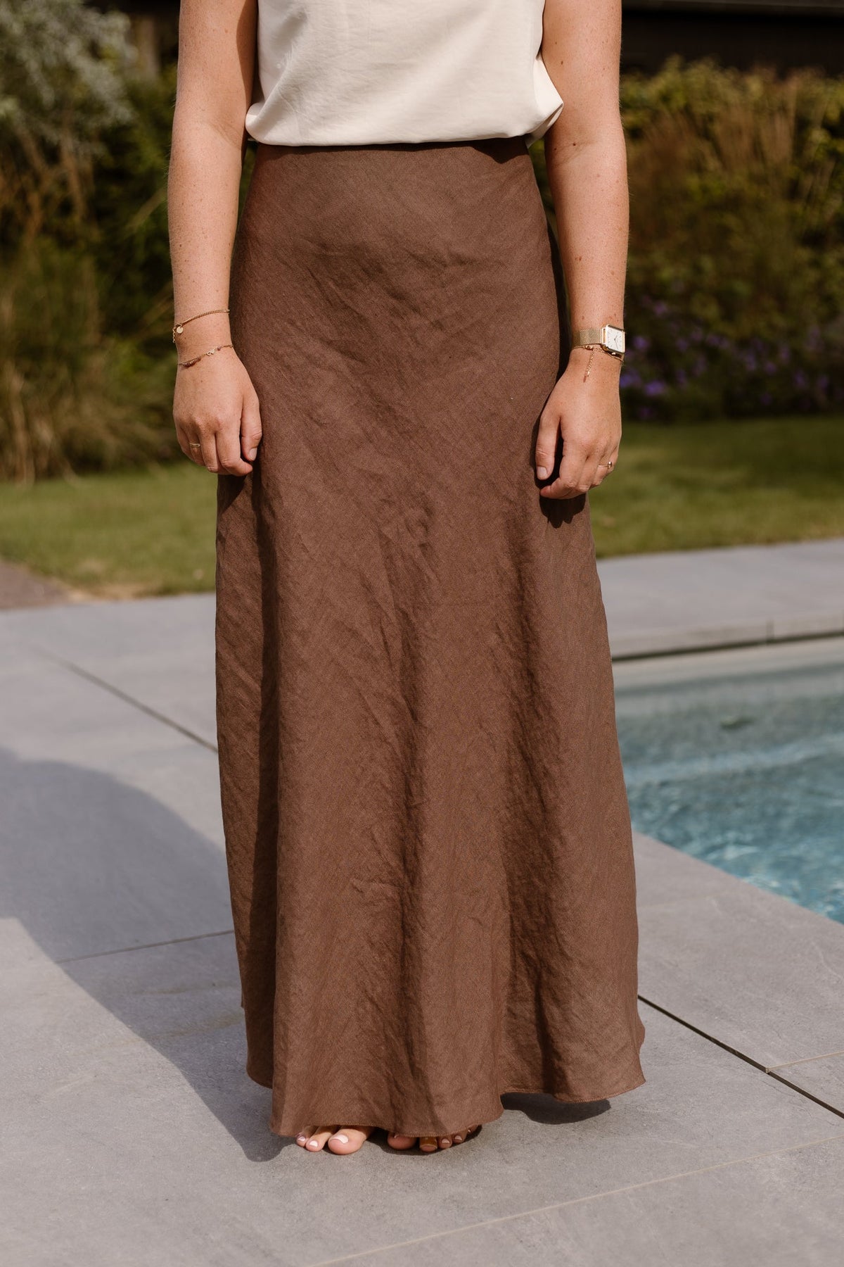 Maxi linnen skirt brown - Bij Keesje - Bij Keesje - Rok