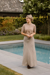 Maxi linnen skirt taupe - Bij Keesje - Bij Keesje - Rok
