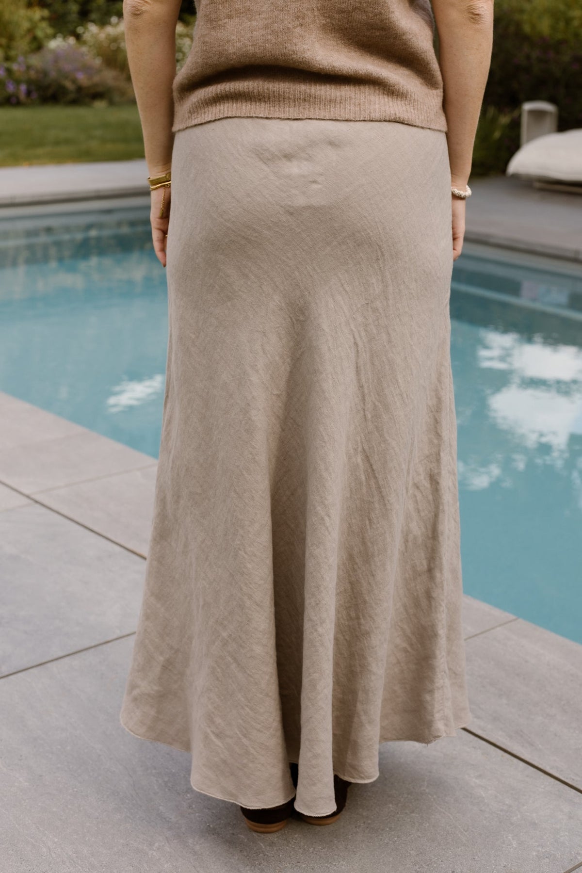 Maxi linnen skirt taupe - Bij Keesje - Bij Keesje - Rok
