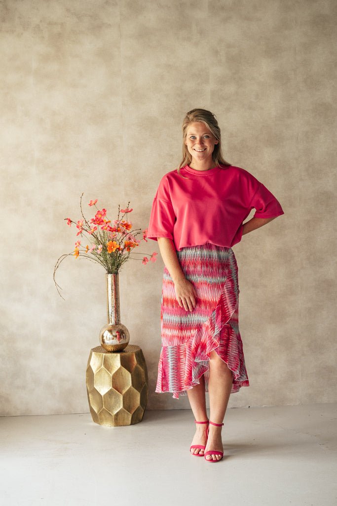 Maxi skirt pink print - Bij Keesje - Bij Keesje