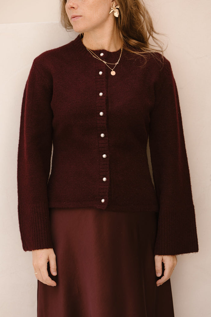 Maxie knit cardigan wine NN - Bij Keesje - Neo Noir