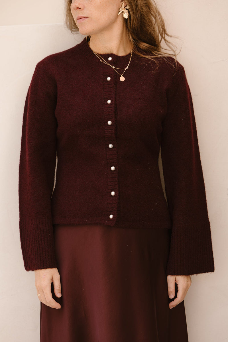 Maxie knit cardigan wine NN - Bij Keesje - Neo Noir