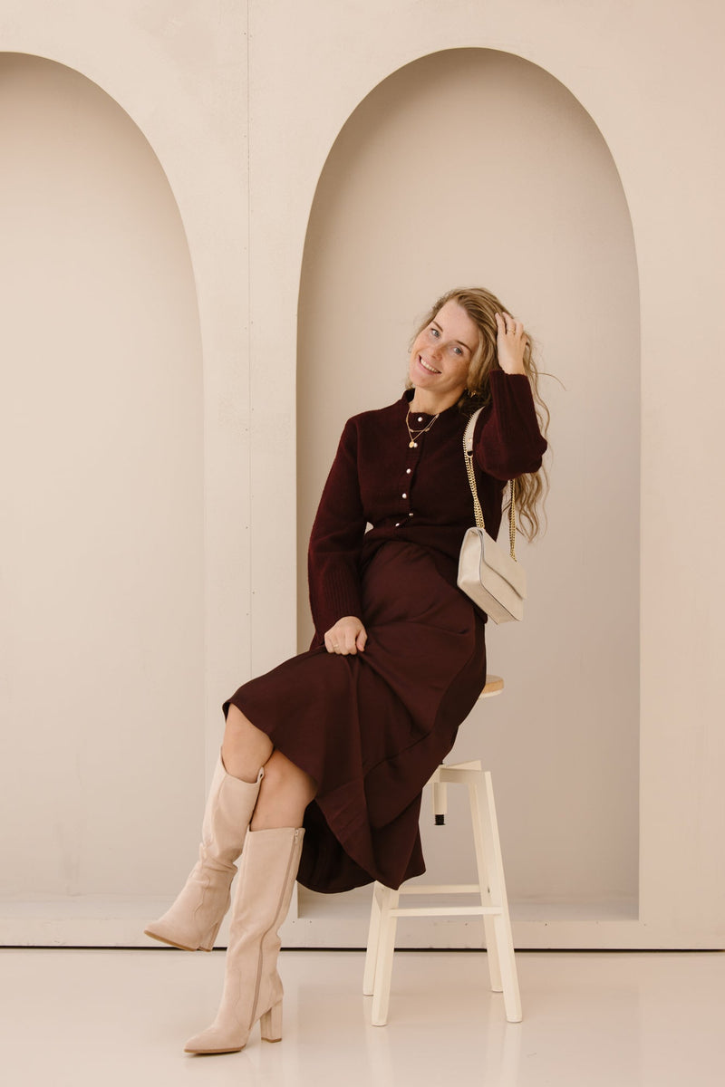 Maxie knit cardigan wine NN - Bij Keesje - Neo Noir
