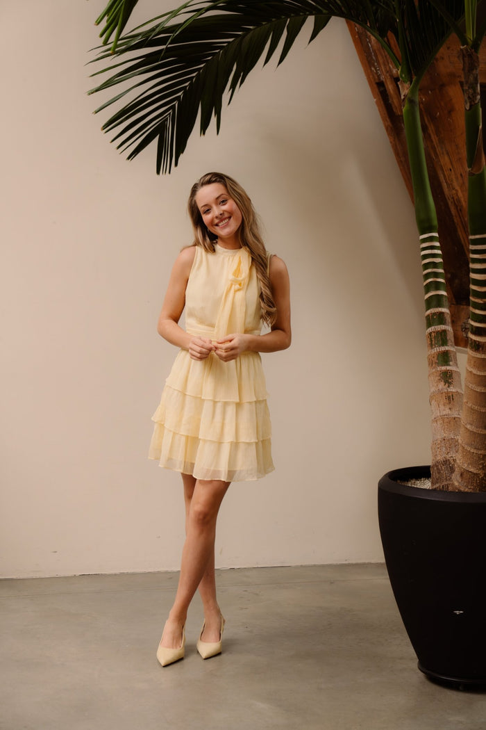 May Solid Chiffon Dress Light Yellow - Bij Keesje - Neo Noir - Jurk