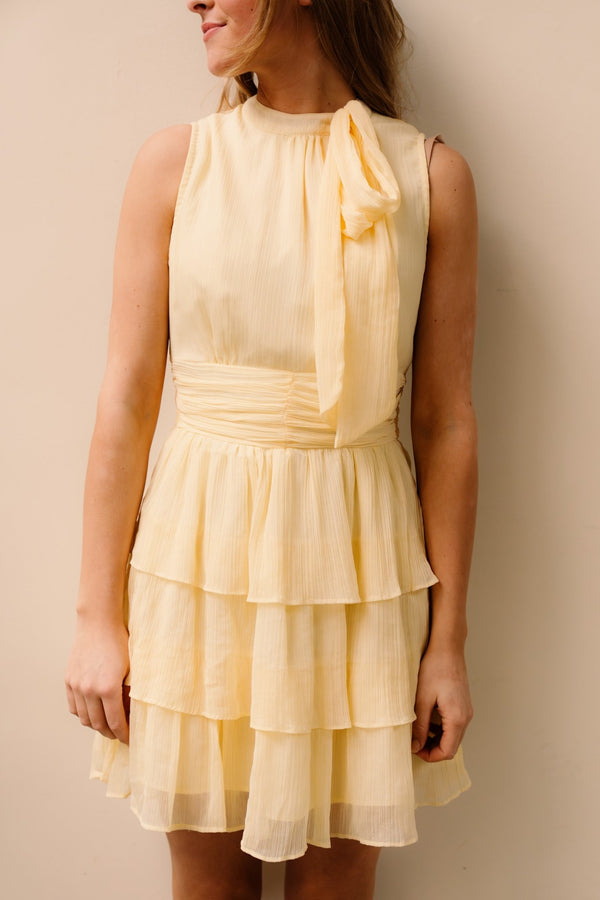 May Solid Chiffon Dress Light Yellow - Bij Keesje - Neo Noir - Jurk