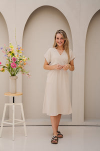 Melanie jurk beige - Bij Keesje - Bij Keesje - Jurk