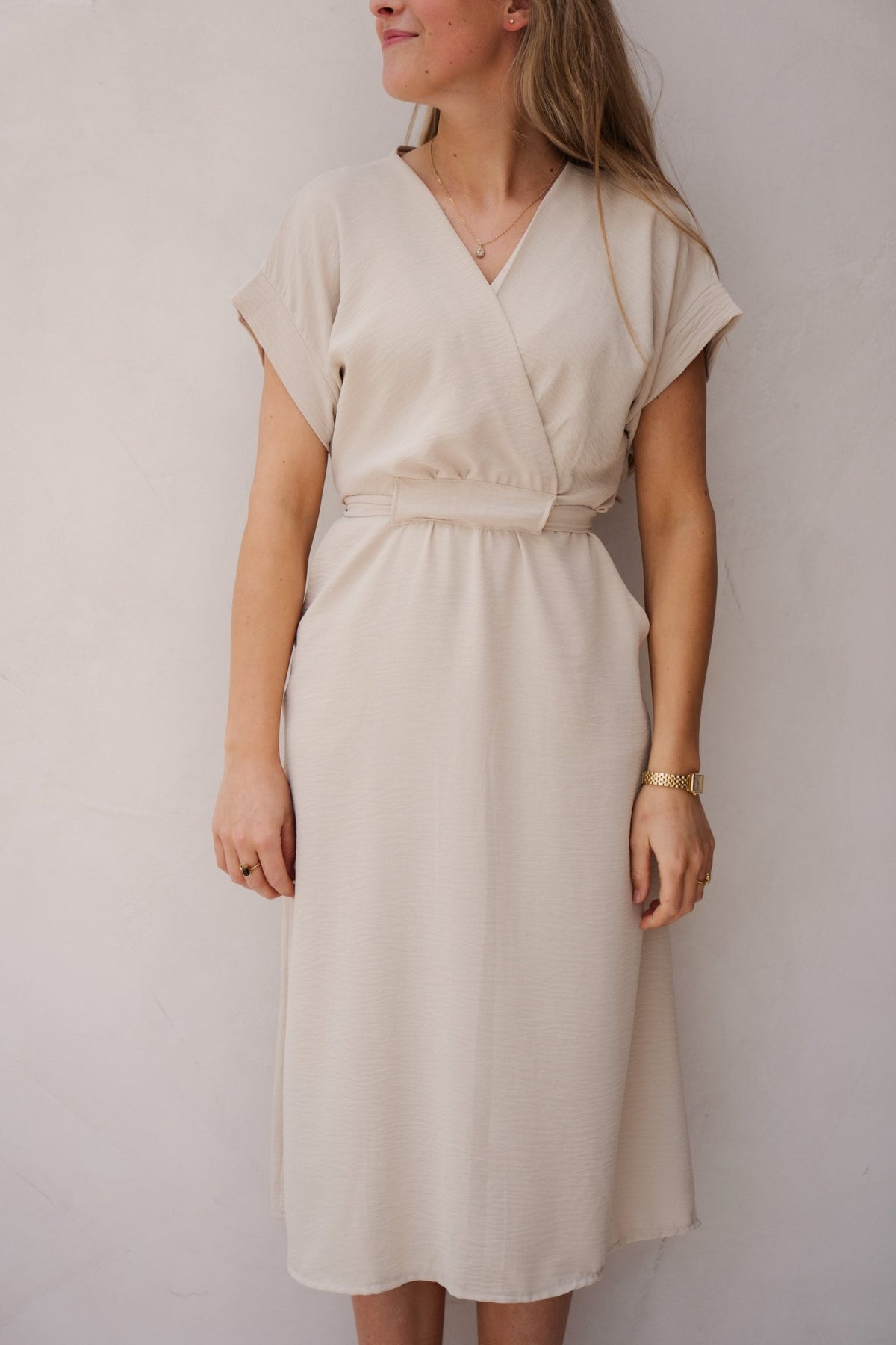 Melanie jurk beige - Bij Keesje - Bij Keesje - Jurk