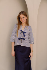 Melissa blouse streep marine 3266 - Bij Keesje - Bij Keesje - blouse