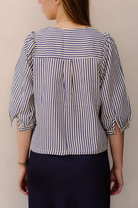 Melissa blouse streep marine 3266 - Bij Keesje - Bij Keesje - blouse
