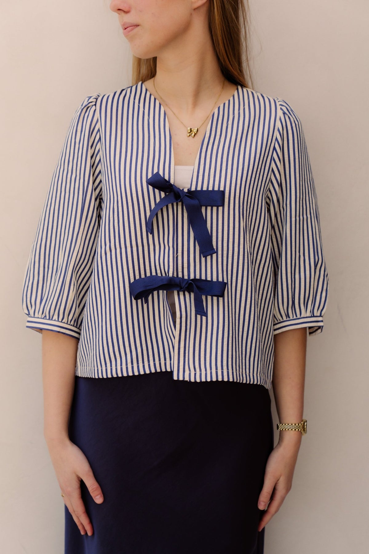 Melissa blouse streep marine 3266 - Bij Keesje - Bij Keesje - blouse