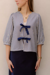 Melissa blouse streep marine 3266 - Bij Keesje - Bij Keesje - blouse
