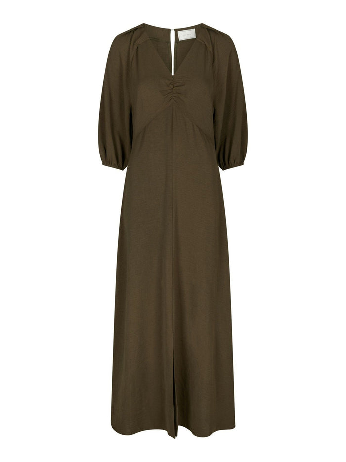 Meriel Structure Solid Dress Army - Bij Keesje - Neo Noir - Jurk