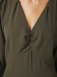 Meriel Structure Solid Dress Army - Bij Keesje - Neo Noir - Jurk