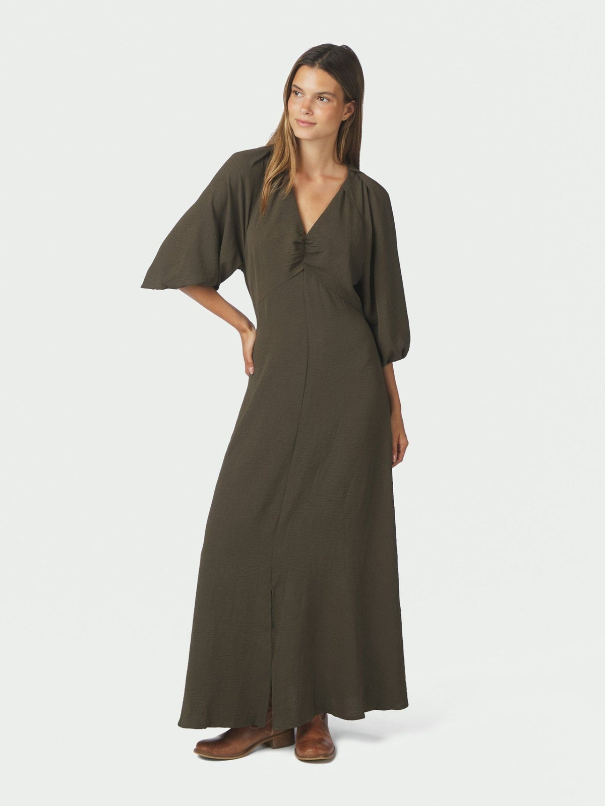 Meriel Structure Solid Dress Army - Bij Keesje - Neo Noir - Jurk