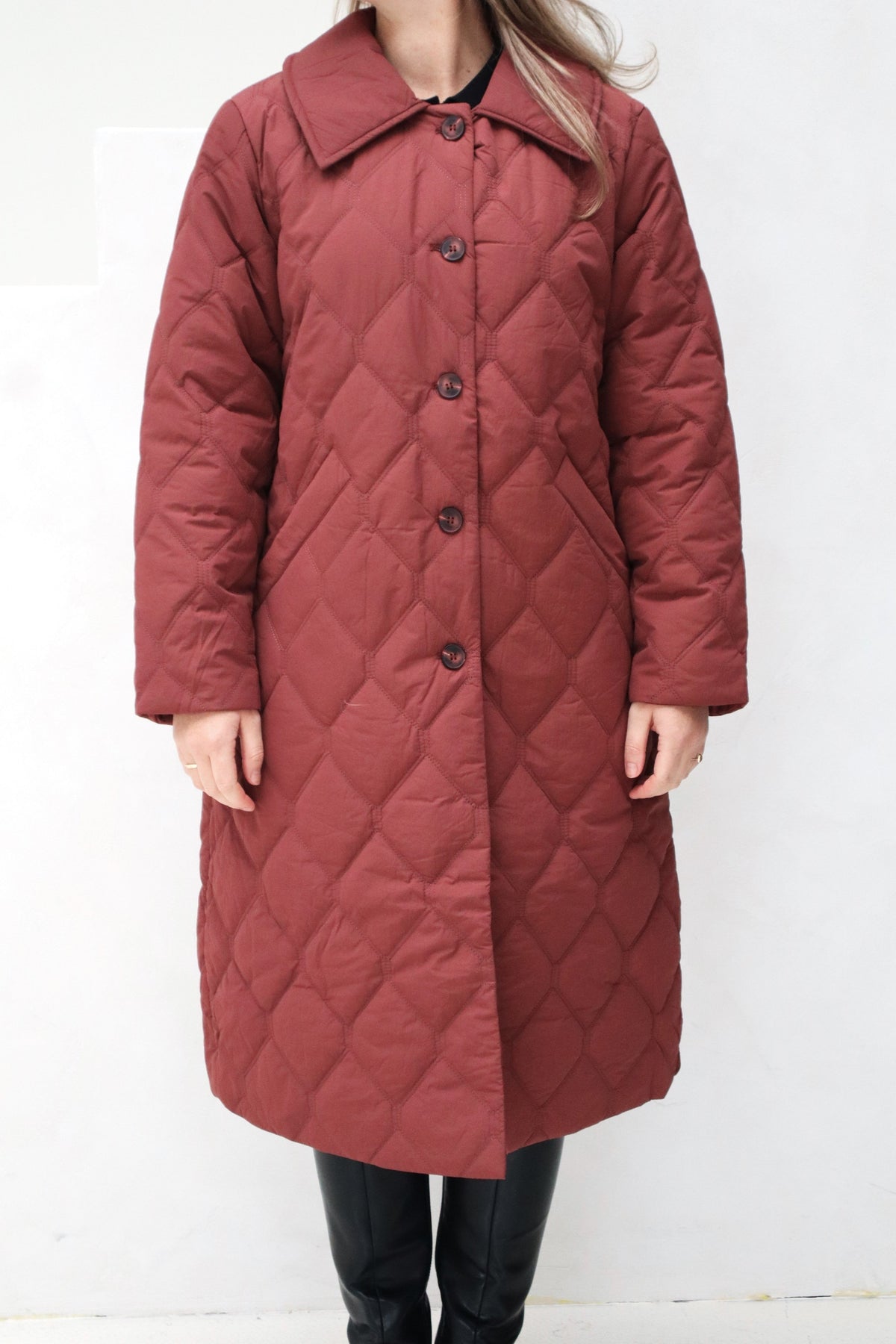 Midi gewatteerde jacket bordeaux - Bij Keesje - Bij Keesje