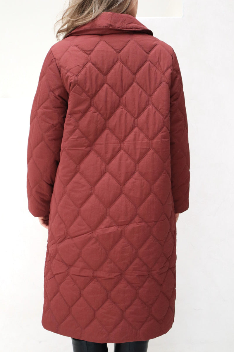 Midi gewatteerde jacket bordeaux - Bij Keesje - Bij Keesje