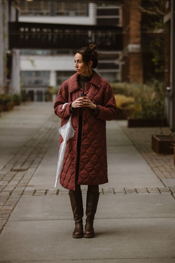 Midi gewatteerde jacket bordeaux - Bij Keesje - Bij Keesje