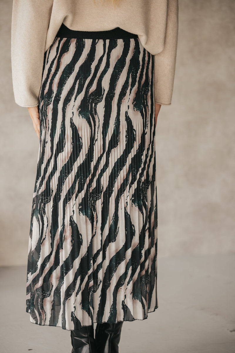 Midi skirt zebra print plisse - Bij Keesje